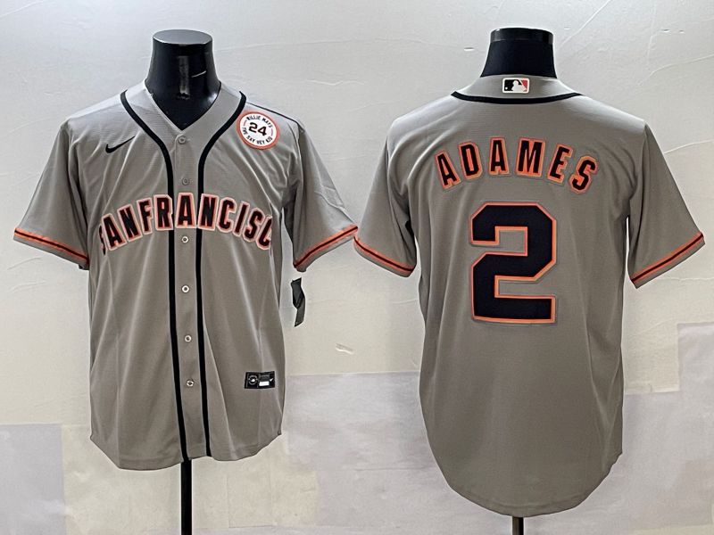 Men San Francisco Giants 2 Adames Grey Game Nike 2025 MLB Jersey style 37